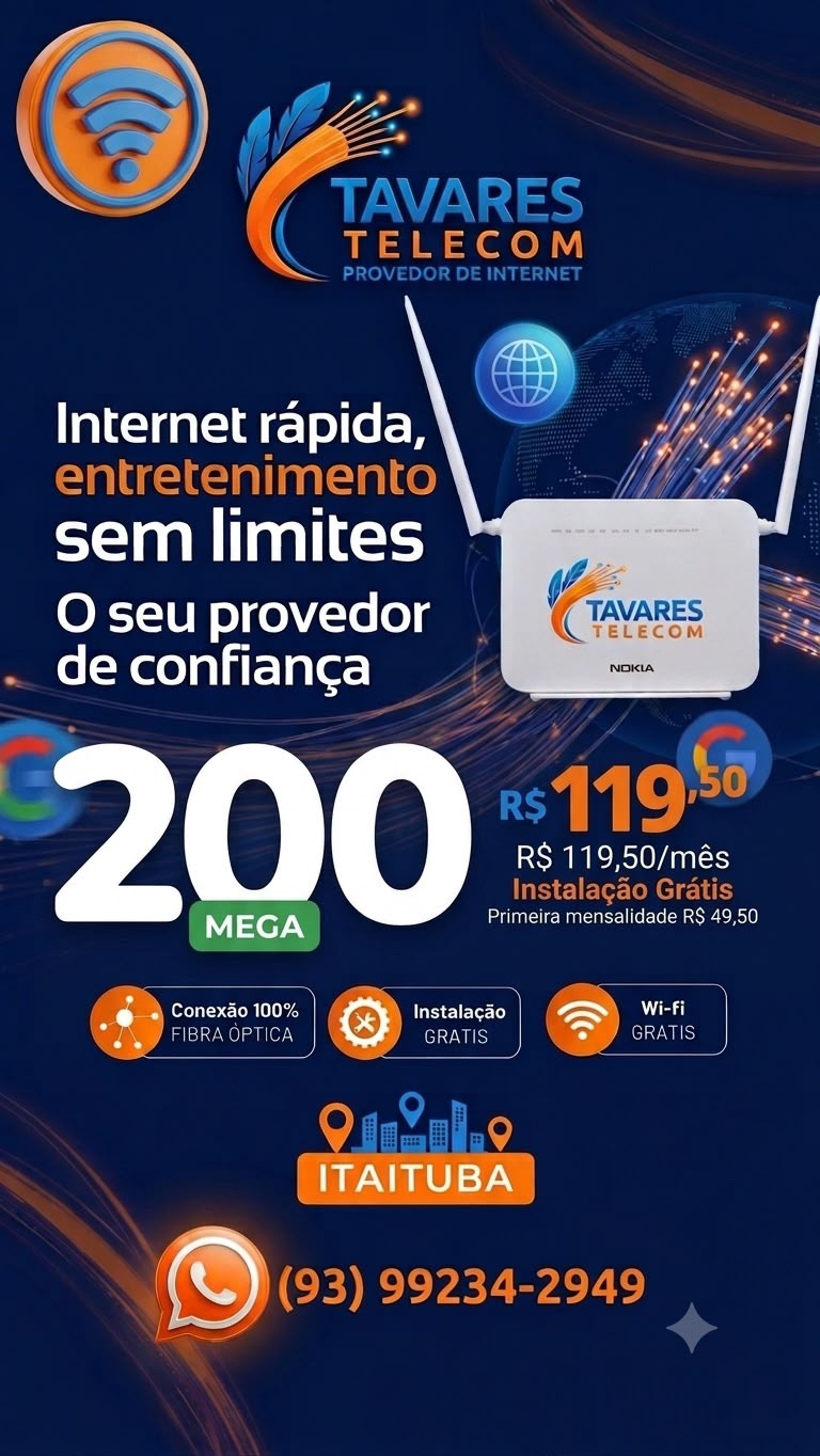 Plano internet Fibra 200 mega